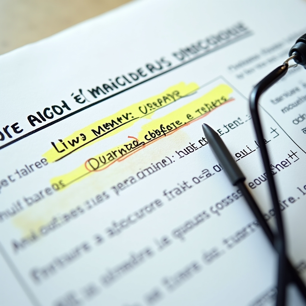 Close-up of a French avis d'imposition document with highlighted sections and annotations